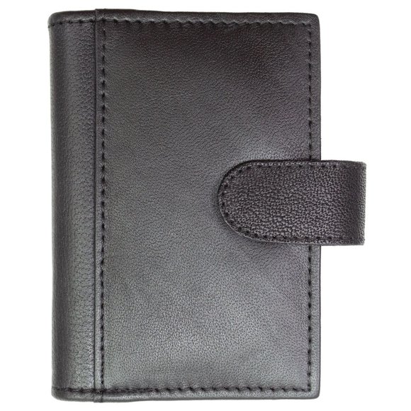 Genuine Leather Men Credit Card Holder, Black - Picture 1 of 11